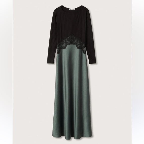 Mango Dresses & Skirts - MANGO Contrasting Satin Dress Size 6 Maxi Long Modest
